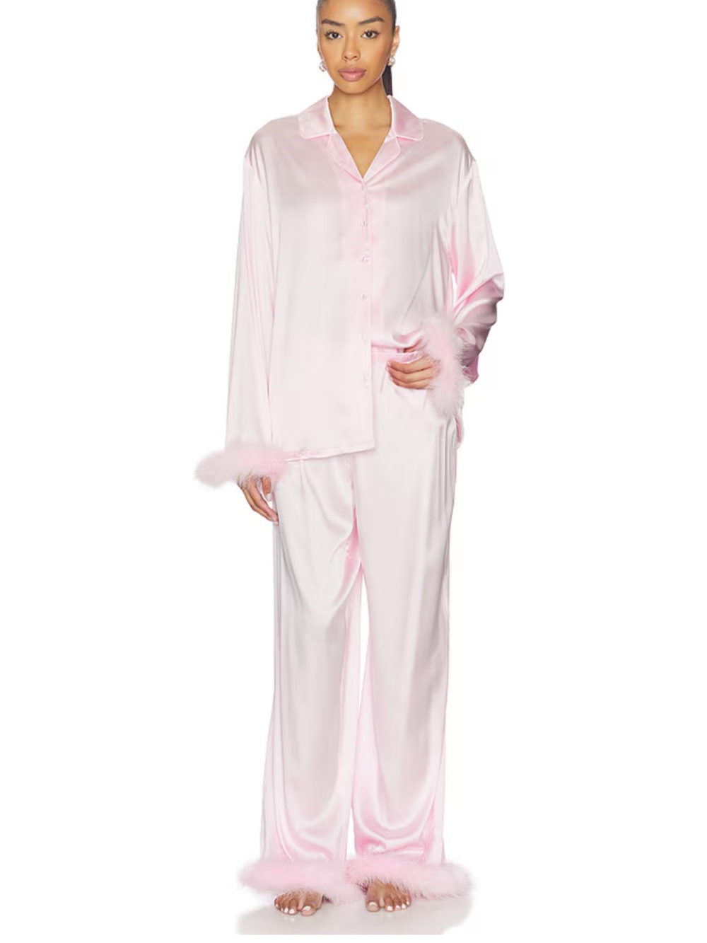 SKIMS Cherry Blossom Silk Feather-Trim Set